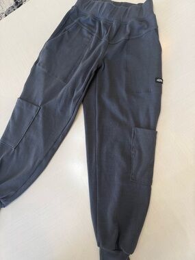 Kids Black Ribbed Cargo Leggings